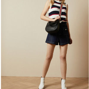 NWT Ted Baker Bonayy Crochet Striped Sleeveless Top, Natural Ivory/Red/Navy, Med